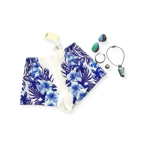 new LF into ๐ Festival Hibiscus Print Chiffon Short ๐ Jewel Tone Blue Purp ๐ 6 - Picture 9 of 16